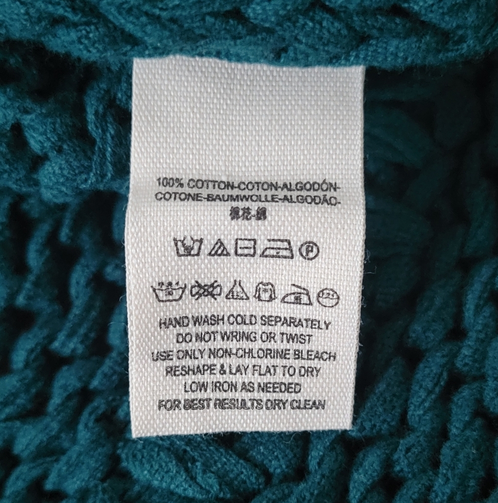 Free People Teal On The Fringe Crop Top Knit Sweater, Boho, Cottagecore, Size XS - Picture 9 of 9